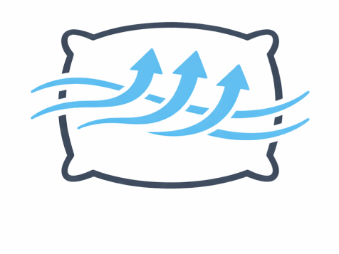 Derila Ergo pillow breathable fabric icon showing airflow and cooling effect